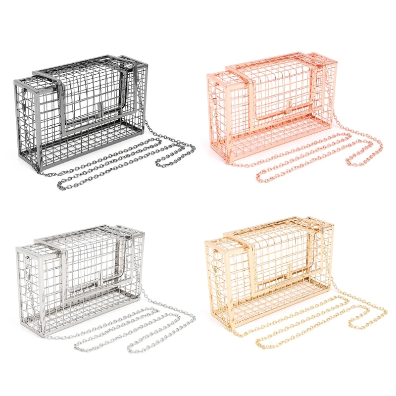 2018 Metal Hollow Women's Shoulder Crossbody Bags Evening Bag Luxury Lady Bags Cage Fashion Handbag Clutch THINKTHENDO