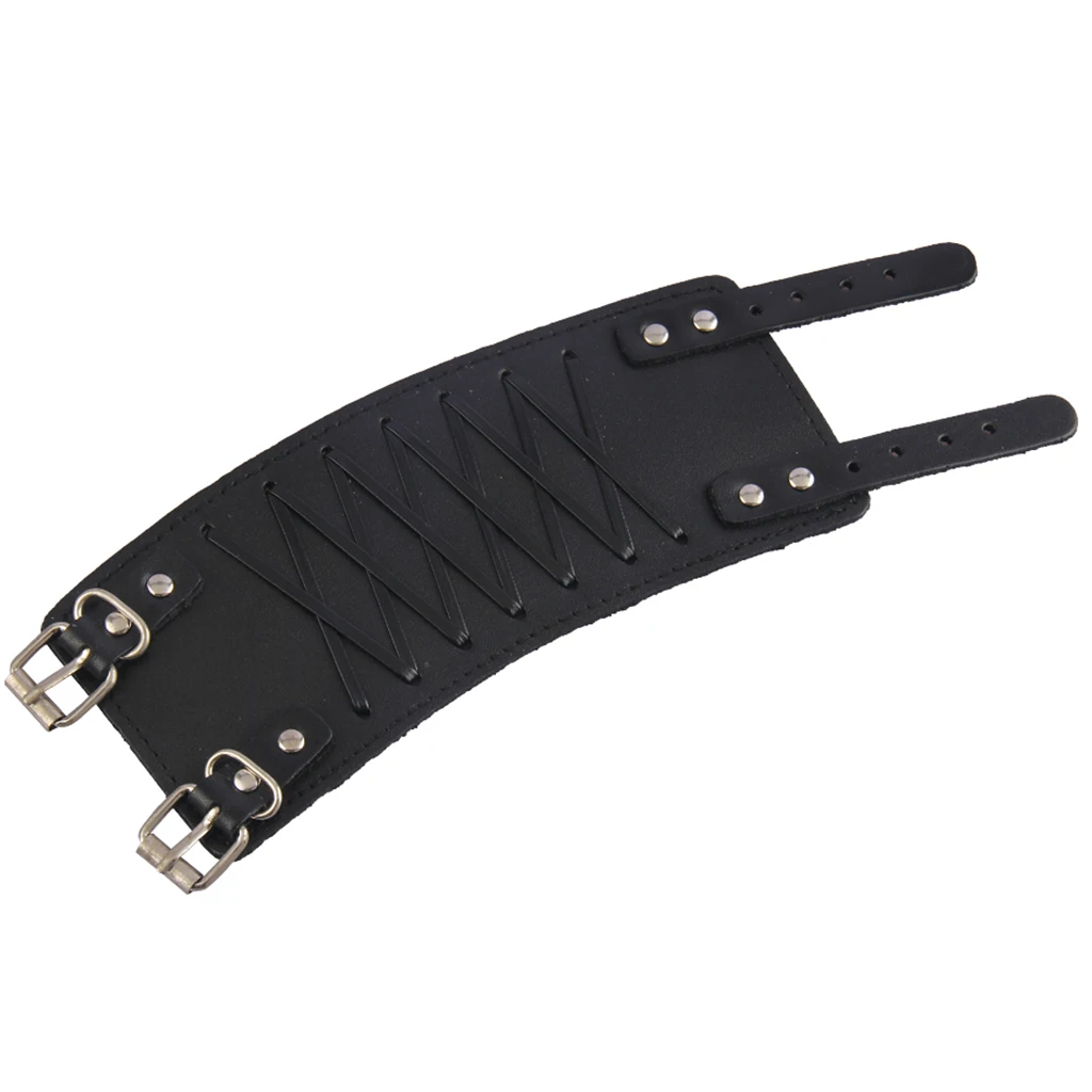 Punk Rock Gothic Wide Bracers PU Leather Arm Guards Gauntlet Cuff Wrist Protector Adjustable Bracers for Men