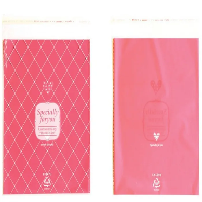 Wholesale Colorful PINK Plaid Printed 16*20cm Food Packaging Gift Plastic Bags 200PCS/LOT