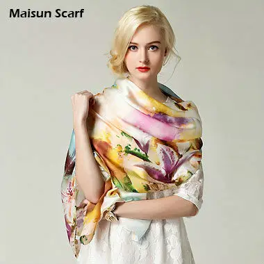 100 silk 10mm Fashion 180X70cm long georgette satin scarf | Аксессуары для одежды