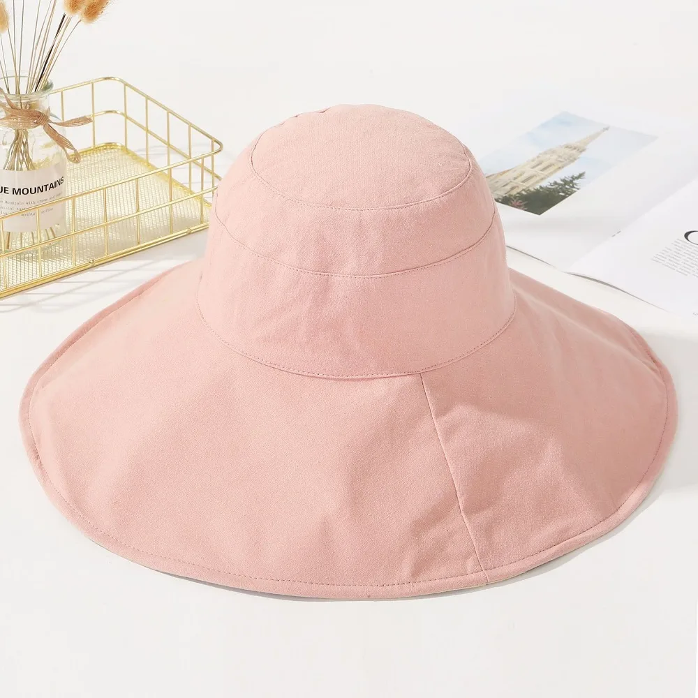 

BING YUAN HAO XUAN 2019 Harajuku Summer Women's Wideside Fisherman's Hat Ms. Fishing Hat UV Protection Panama Bucket Cap