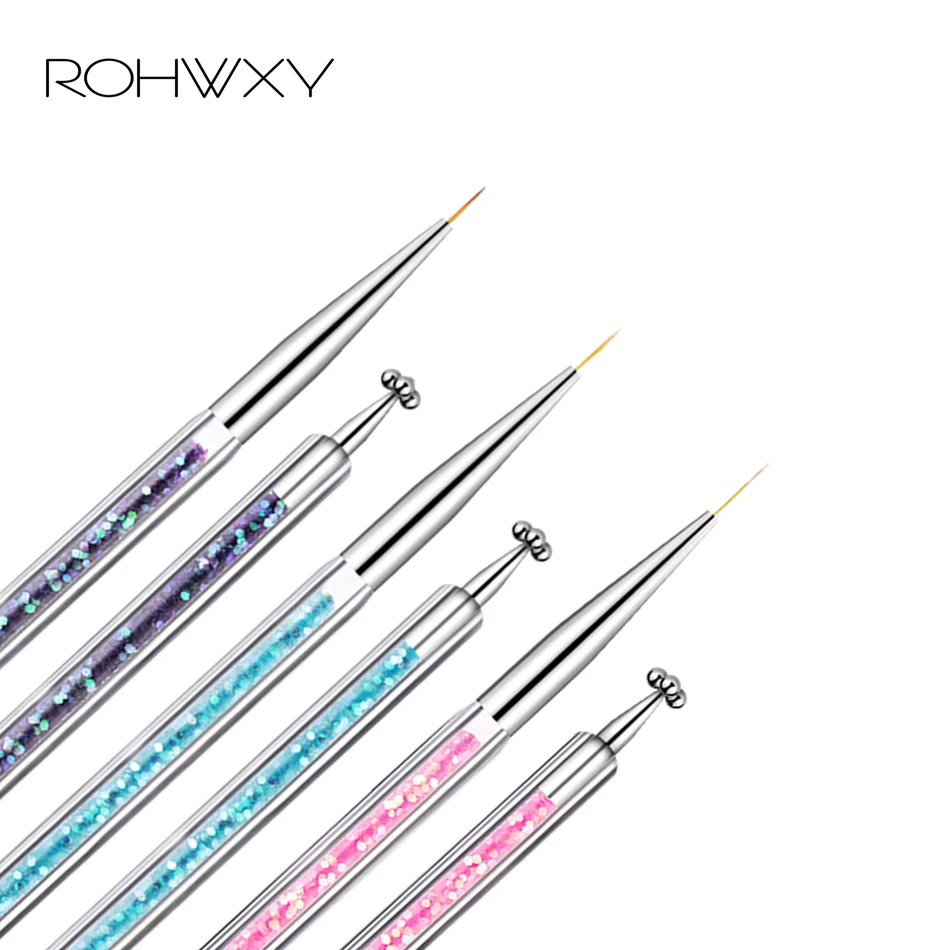 

ROHWXY Gel Nail Art Brush Carved Nail Design Double Head Magnet Pen For Cat Eye Liner Painting Brush Pen Gel Brush Manicure Tool