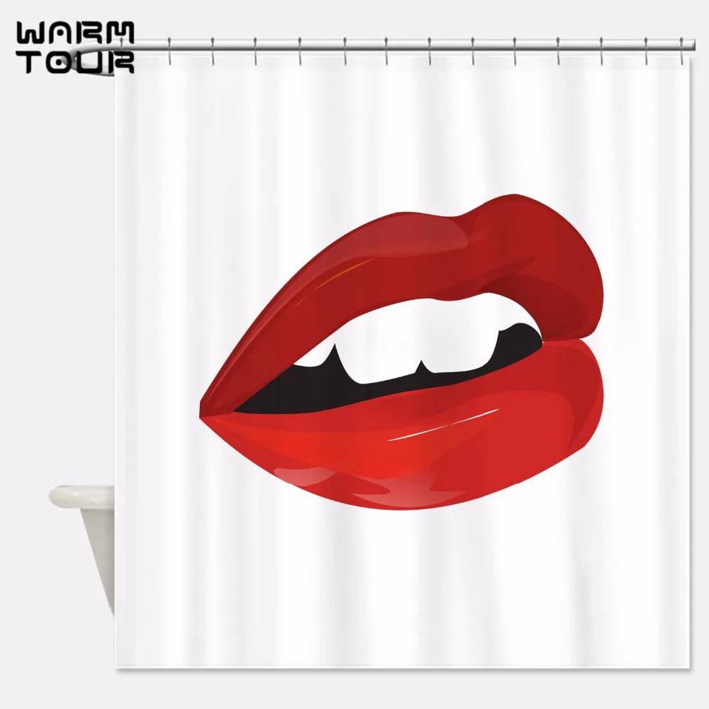 Warm Tour Sexy Red Flaming Lips Bath Shower Curtains Kiss Waterproof