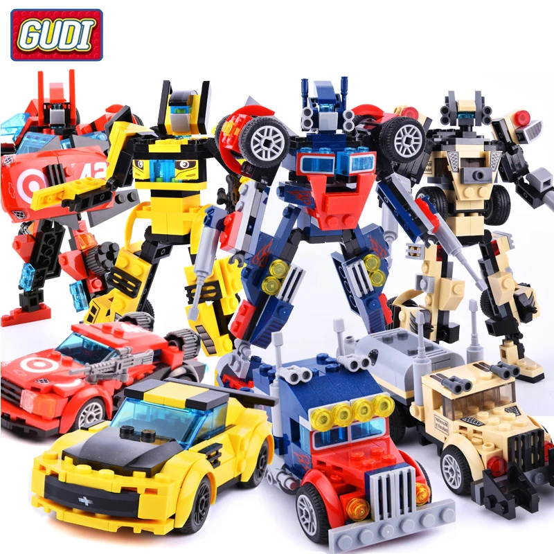 

GUDI Robot Bricks Toy Creative Assembling Educational Action Figures Transformation Number Building Blocks Model Kids Toys Gifts