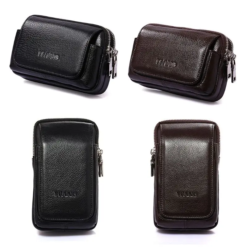 

THINKTHENDO 2019 New Fashion Men Leather Waist Fanny Pack Horizontal Vertical Belt Bag Phone Pouch Travel Small Purse