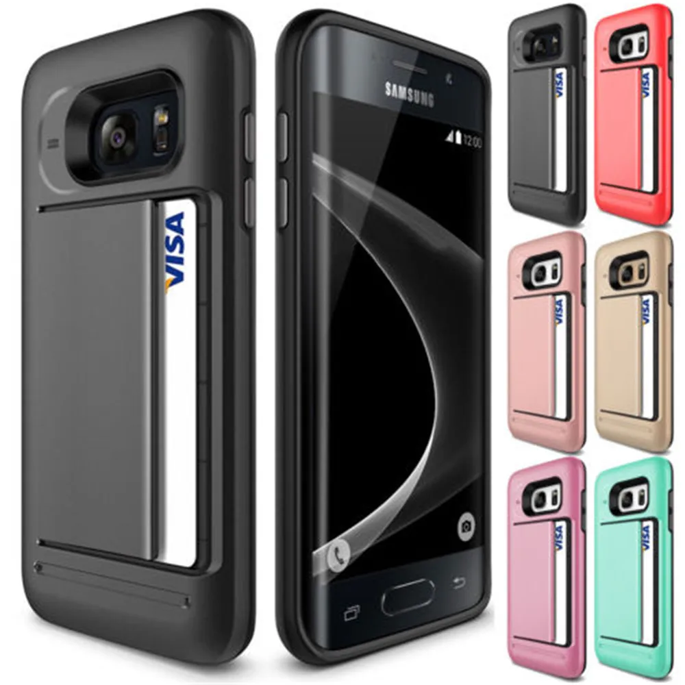 

For Samsung S9 S8 Plus Galaxy Note 9 8 S7 S6 Edge Case Slide Card Slot Phone Case For Samsung A3 A5 A7 2017 J5 J7 Prime Cover