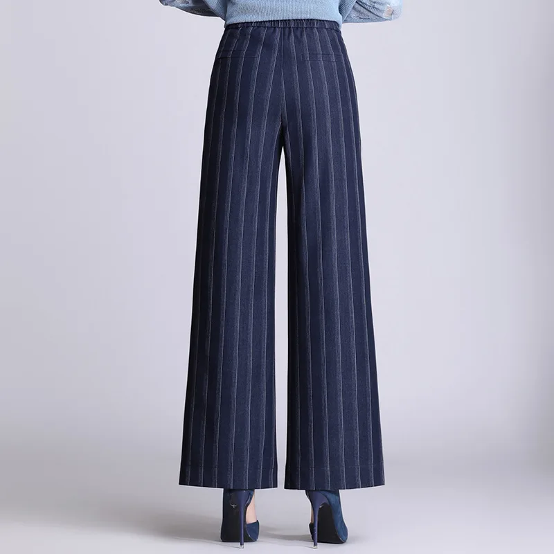 Women Pants 2019 New Korean Pattern Wide Leg Elegant Pants Female High Waist Striped Straight Office Lady OL Trousers Plus Size Women Pants 2019 New Korean Pattern Wide Leg Elegant Pants Female High Waist Striped Straight Office Lady OL Trousers Plus Size
