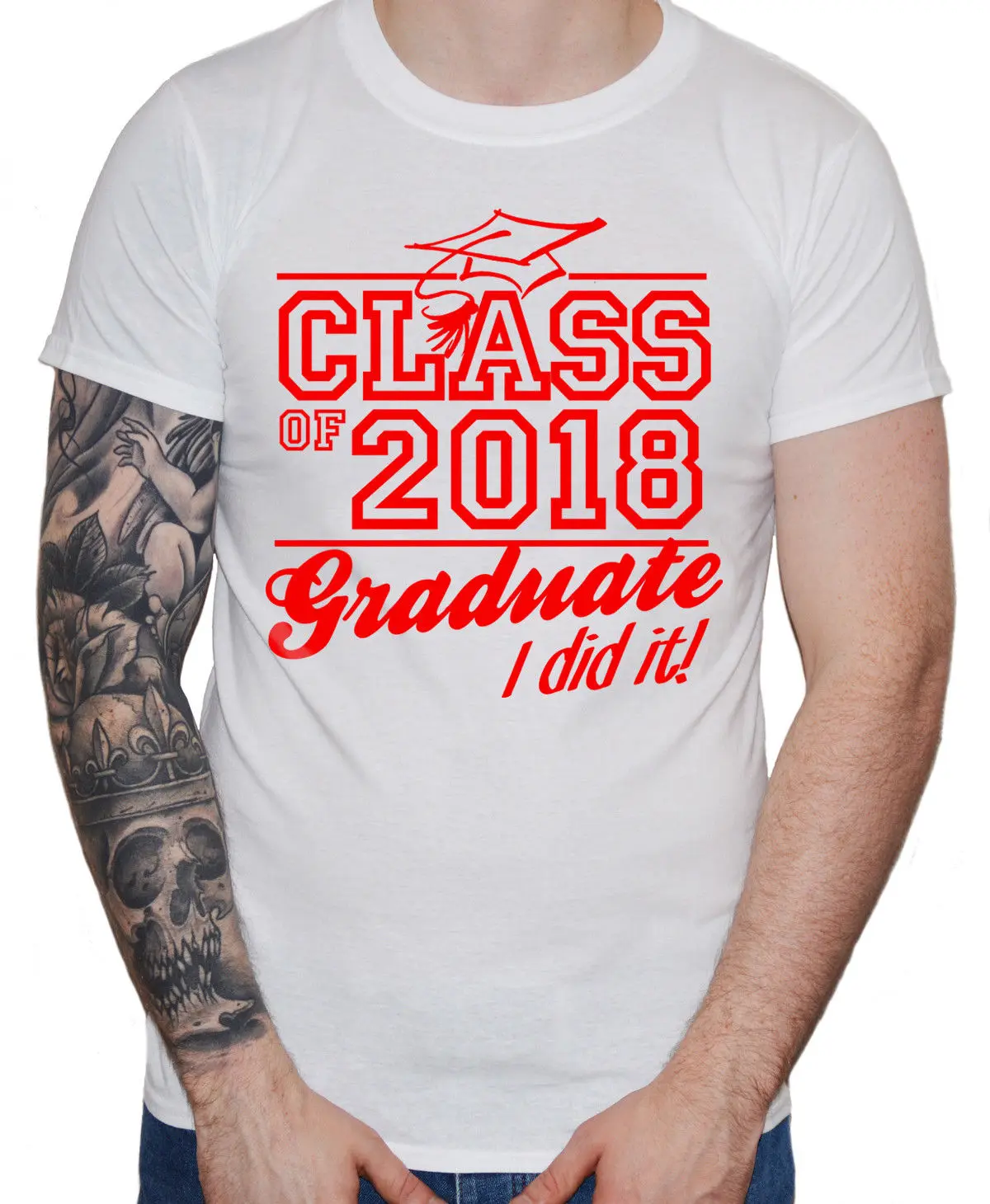 2018 New Cool Tee Shirt Graduation T Shirt "Class of 2018 Graduate" Men