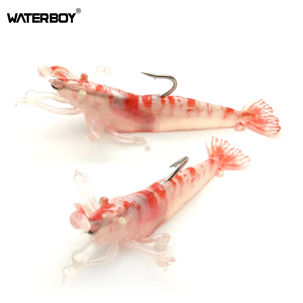 

WATERBOY 1PCS Fishing Soft Shrimp Bait 8cm 3.5g Slow Sinking Soft lure shrimp bait for Freshwater with Sharp hook