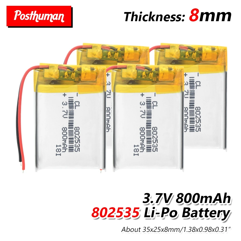 

For GPS MP3 MP4 MP5 LED Light PDA speakers small toy 3.7V lithium battery 800MAH polymer battery 802535 Rechargeable Li-ion Cell