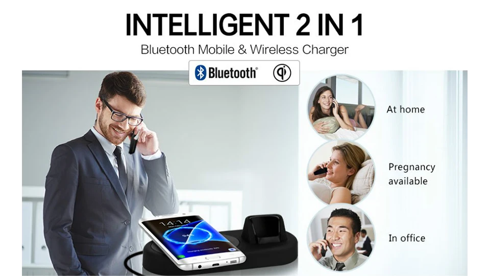 2в1 QI Беспроводное зарядное устройство умное устройство с Bluetooth вызовом громкой связи и беспроводной зарядкой для Iphone 8 X XS XR samsung S8 S9 S10