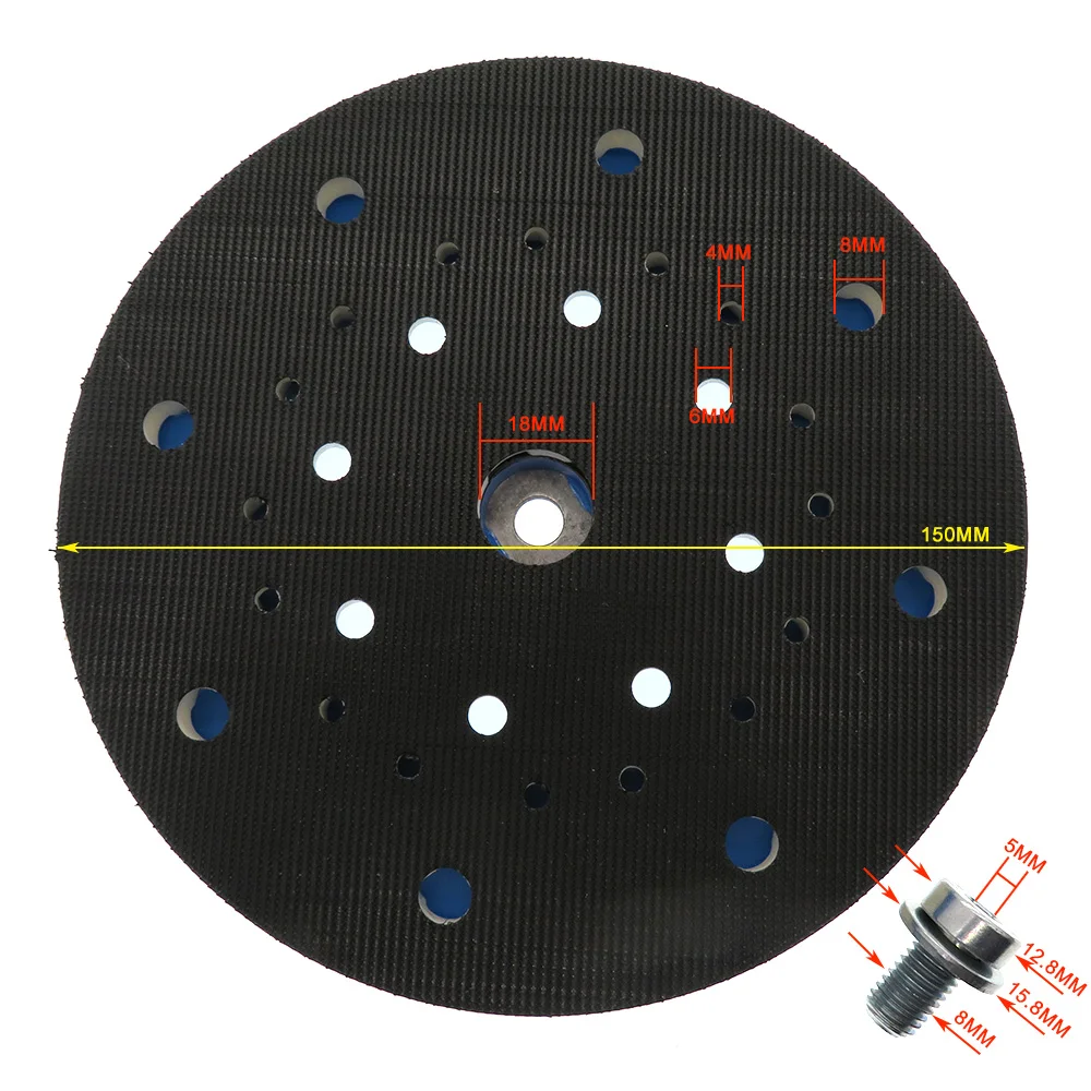 6 дюймов 150 мм 17-Hole Back-up шлифовальная площадка шлифовальная подложка крюк и петля для электрической шлифовальной машины аксессуары для электроинструментов