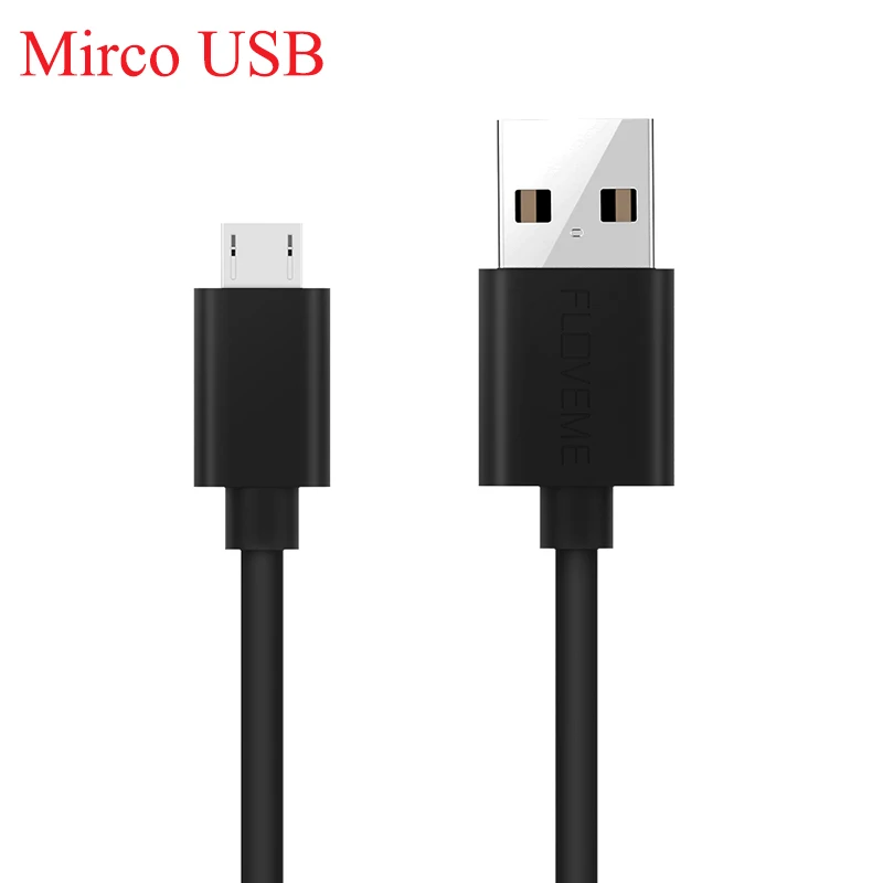 FLOVEME Micro USB кабель type C для iPhone освещение USB кабель Зарядка КАБЕЛИ ДЛЯ samsung S9 Xiaomi mi8 USB зарядное устройство - Цвет: Micro USB Black