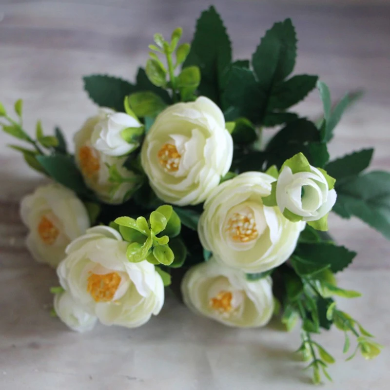 

Quality Rose Artificial 6 Fork/1PC Spring Flower Bouquet Fake Flowers For Wedding Home Party Decoration