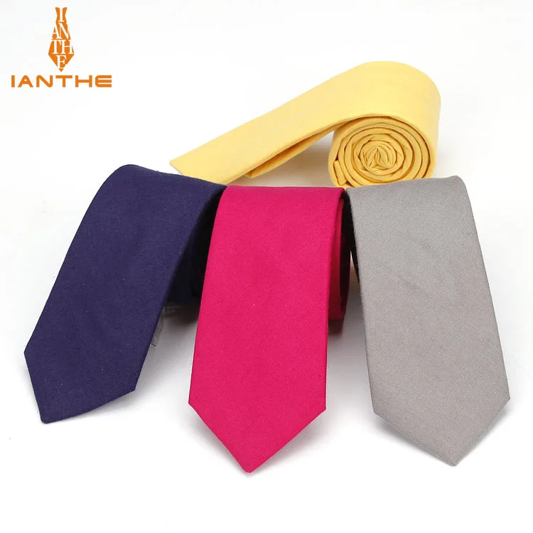 Для мужчин завязками модные тонкие Gentlman шеи галстук простота Дизайн Свадебная вечеринка вечернее одноцветное Gravata хлопок сплошной цвет