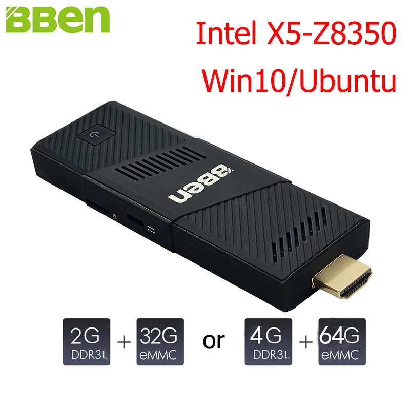2017 BBen Mini PC Stick Windows 10 Ubuntu Intel Z8350 Quad Core RAM 2GB 4GB Optional