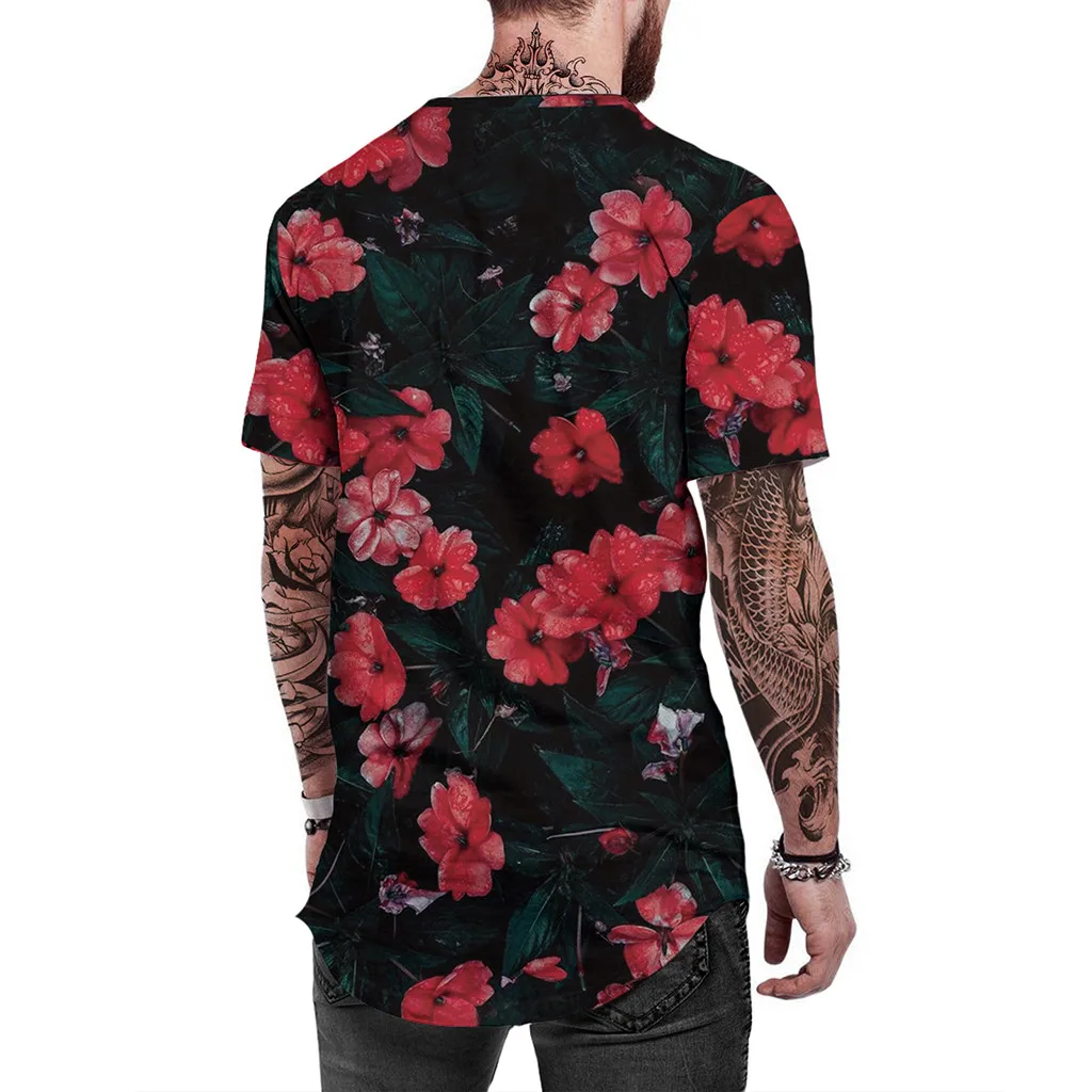Flower Plus Size T-Shirts 2019 Summer Mens Clothing Round Neck Short Sleeve 3D Tee Top Fitness Tshirts Streetwear Male T-shirts Flower Plus Size T-Shirts 2019 Summer Mens Clothing Round Neck Short Sleeve 3D Tee Top Fitness Tshirts Streetwear Male T-shirts