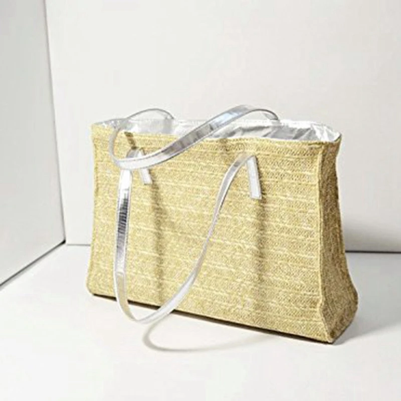 Пляжная соломенная искусственная кожа ручка Tote Женская сумка на плечо для сумки