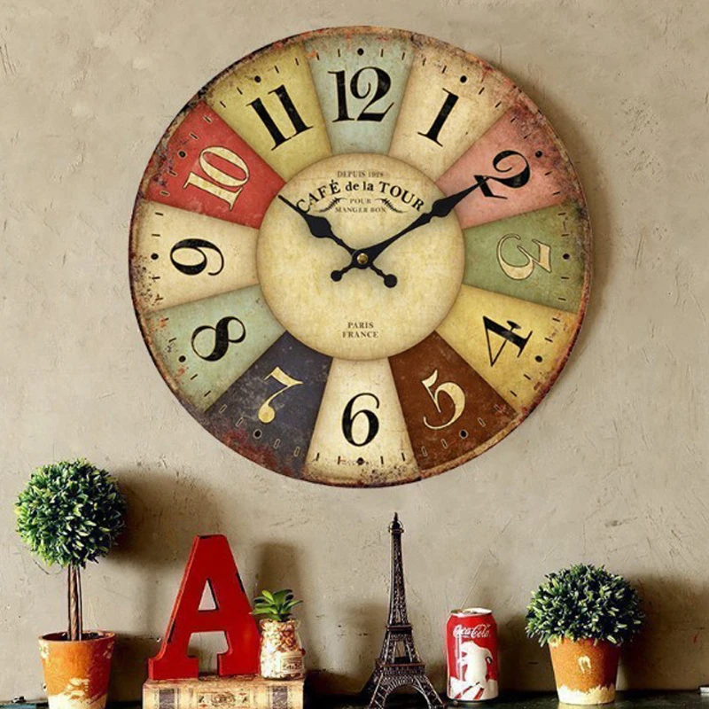 New Arrival Wood Wall Clocks France Paris Antiqued Quartz Wooden Clock