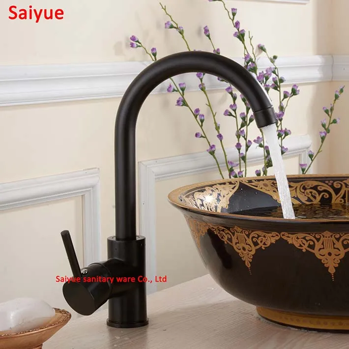 New charming oil rubbed bronze kitchen faucet antique black brass hot and cold water mixer sink