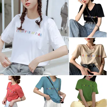 

T-Shirts Women'S Tops Short Sleeves Stretchy Home Polyester Soft Jeans