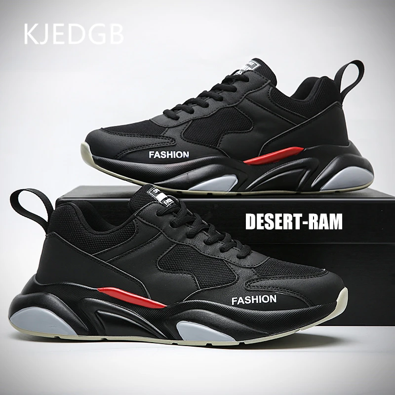 

KJEDGB New Trend Men Shoes Thick Soles Platform Sneakers Black White Adult Male Mesh Breathable Fashion Men Casual Shoes