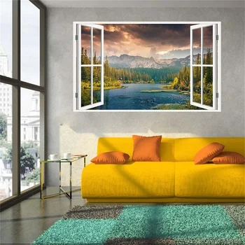 

New Product 3D Windows Decal Wall Sticker Home Decor Romantic Beautiful Natural Scenery Art Wallpaper Mural Gift