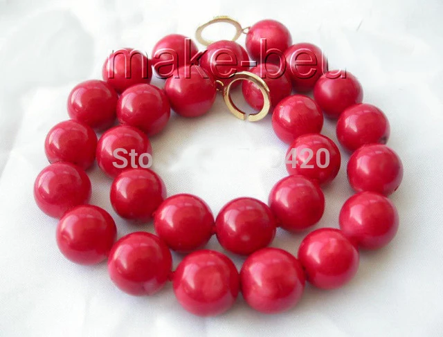 

Ожерелье с натуральными красными коралловыми бусинами, 16 мм