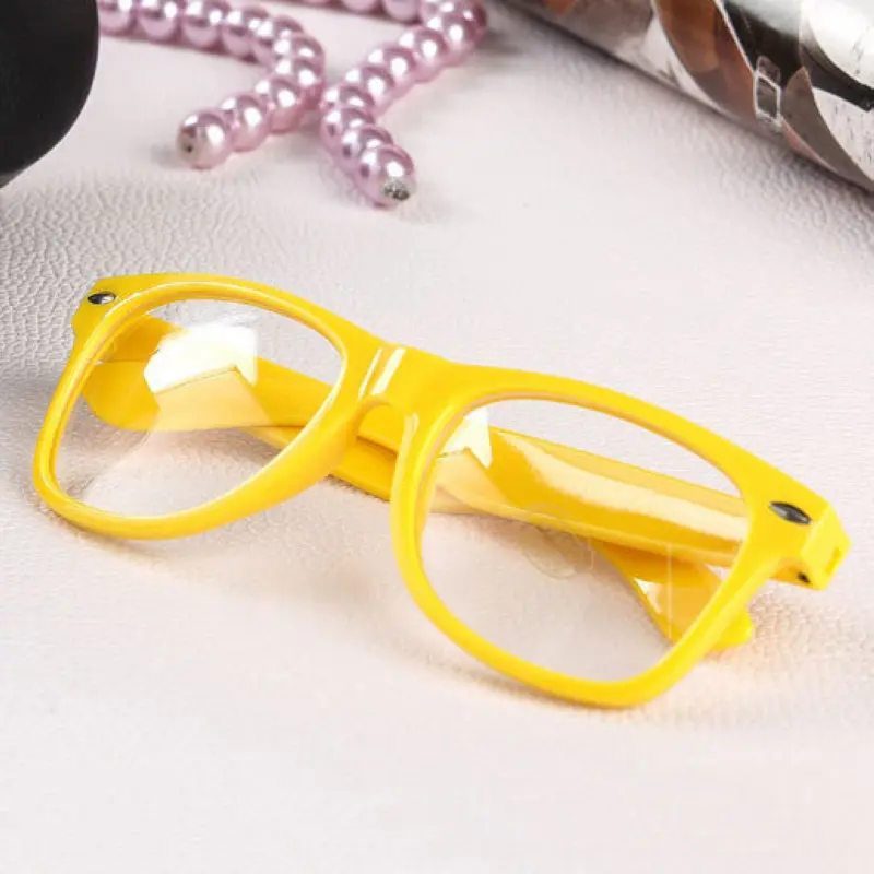 Mayitr 1pc Fashion Nerd Clear Glasses Clear Lens Geek Glasses 16 Colors Plain Mirror Plastic Full frame Eyeglasses Eyewear
