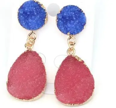 Модные серьги из смолы Druzy, серьги в форме капли воды для женщин, ювелирное изделие, массивные серьги Mujer Moda, подарки для женщин, аксессуары - Окраска металла: 10