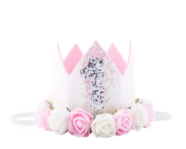 

Cursive ONE First Birthday Hat Girl 1st Baby White Flowers Crown 2nd 3rd Number 1 2 3 Birthday Baby Headband Photography Prop
