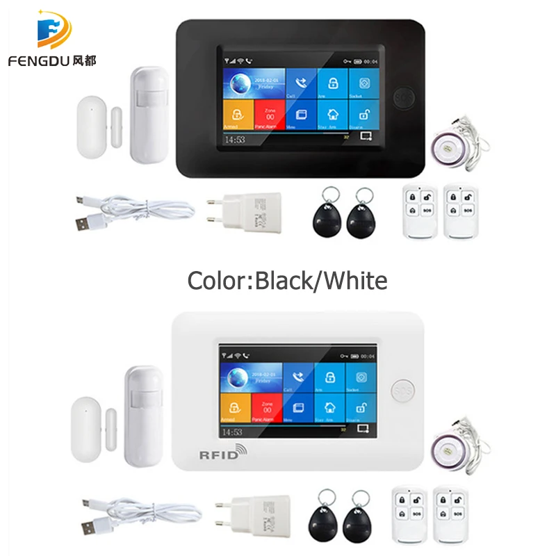 

Wireless GSM Alarm System Home Alarm Systems with PIR Detector Russian English Spanish French Voice Security GSM Alarm