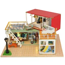 Горячая Кукольный дом Puppenhaus Diy с защитной крышкой модель здания Деревянные маленькие объемные игрушки модель кукольный домик мебель