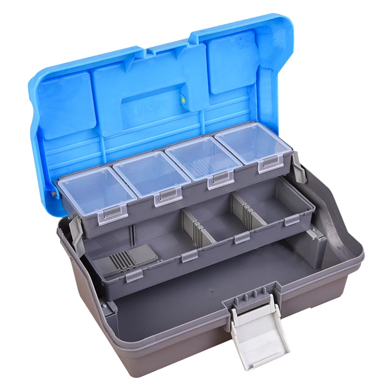 

High Strength ABS Plastic Handheld Fishing Tackle Box Portable 3 Layers Fishing Tool Accessories Storage Box 32cm*19cm*14.5cm