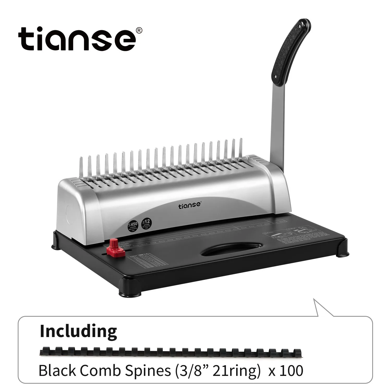 

TIANSE A4 Paper Binding Machine Puncher Binder 12 Sheets Punching 21 Holes Binding Machine 450 Sheets Binding Office Tools A5 A6