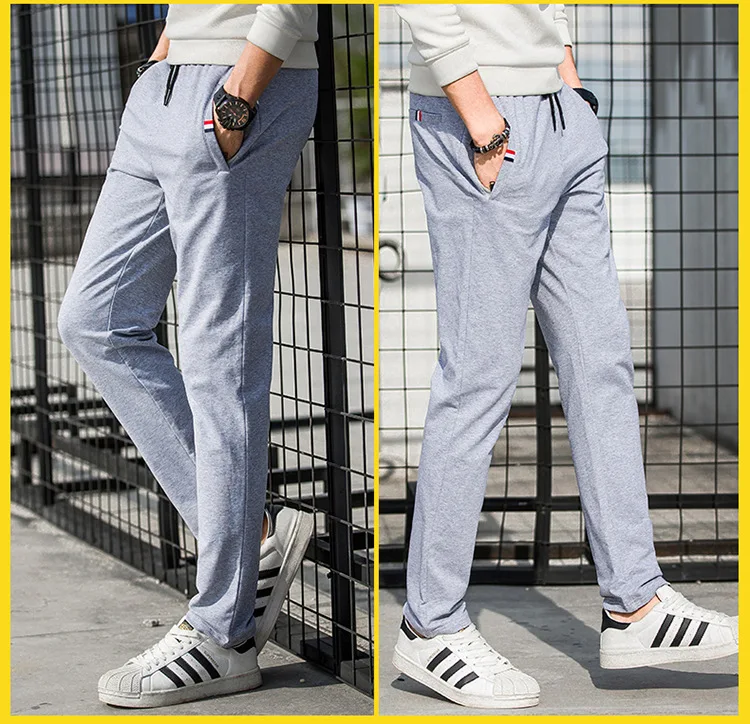 New Spring Knitted Cotton Pants Training Baseball Pants Men With Pocket Jogging Trousers Fitness Workout Running Sport Pants 9