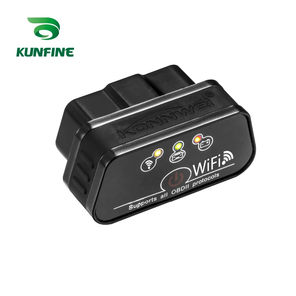 KUNFINE супер мини KW901 WI-FI ELM327 V1.5 ODB2 OBDII автомобиля диагностический сканер инструмент ELM 327 Code Reader Работает на iOS телефона Android