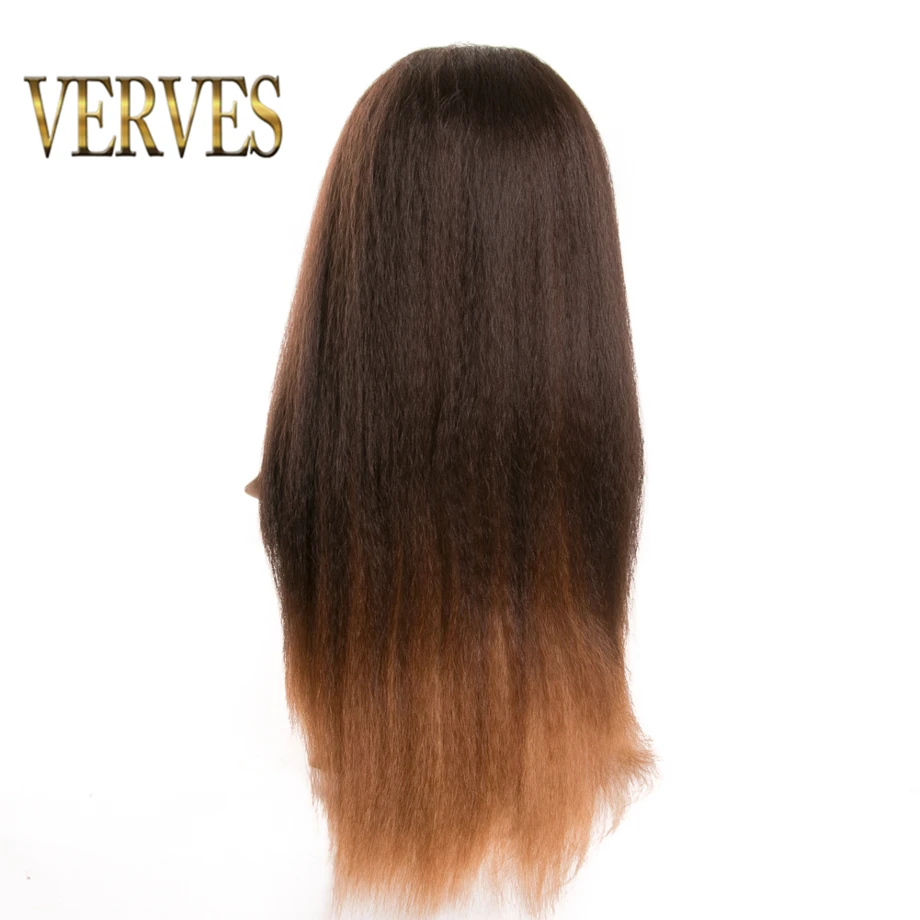 VERVES парик фронта шнурка афро кудрявый волнистый парик синтетический длинный для женщин 24 дюймов высокая температура термостойкие волосы смешанные цвета