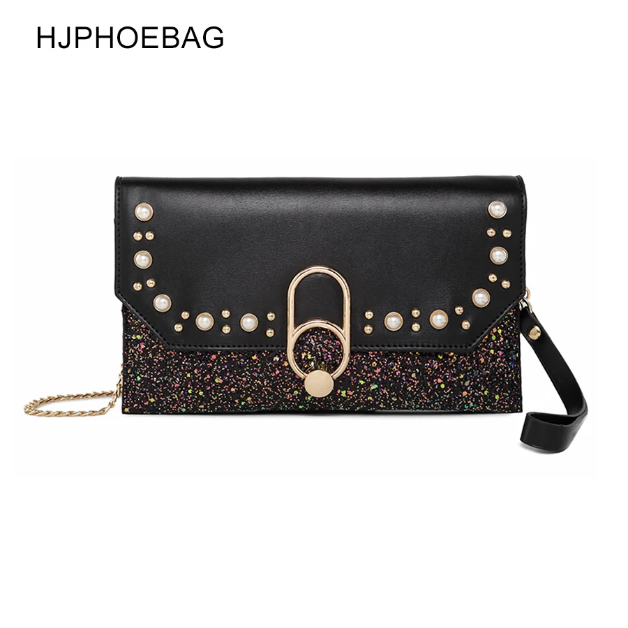 HJPHOEBAG Casual Small Bag for Women Messenger Bags for Women Shoulder Bags Crossbody Black Clutch Purse and Handbag YC149