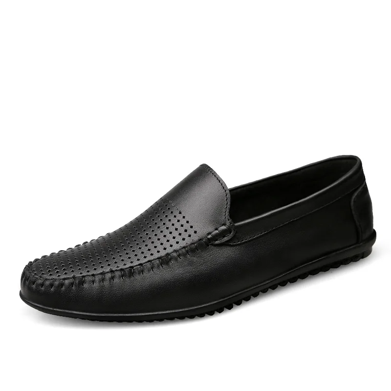 

Leather Men Casual Shoes Breathable Slip on Men Loafers Moccasins Comfortable Brown Black Fashion Male Driving Sneaker Plus Size