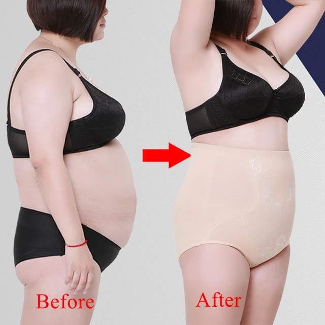 Breathable High Waist Plus size 5XL Big Size Women's Tummy Control Panties  Brief Slim stretching black