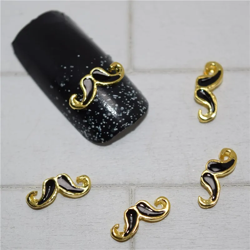 10psc New Black beard 3D Nail Art Decorations Alloy Charms Nails Rhinestones Supplies #212 | Красота и здоровье