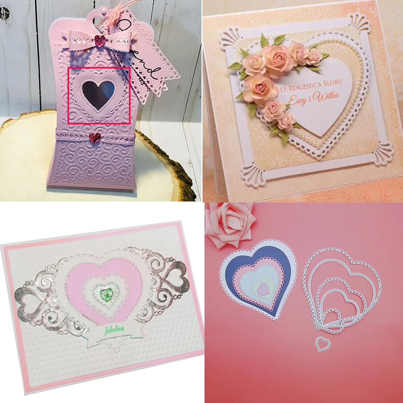 

METAL CUTTING DIES 2019 NEW Nesting Stitched Eyelet Lace Heart Frame Metal Cutting die for Scrapbook craft card punch cutter