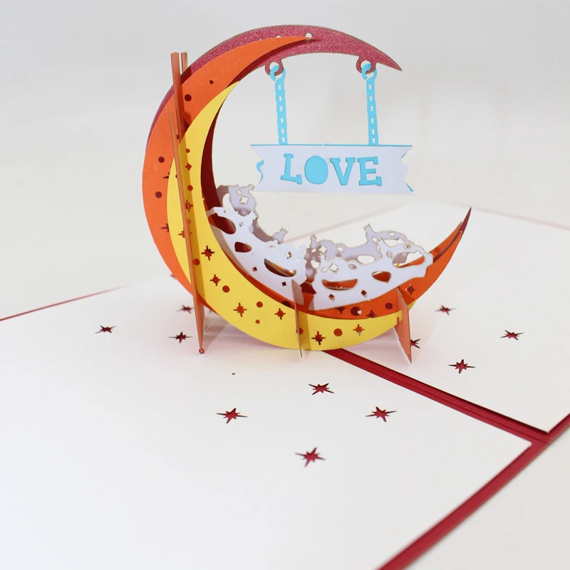  3D Handmade Moonlight Show Love Paper Invitation Greeting Cards Wedding PostCard Valentine's Day Gi - 32913976305