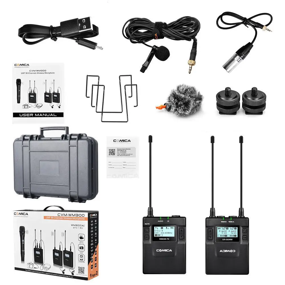 

Comica CVM-WM300 Full Metal UHF 96CH Wireless Lav Microphone for DSLR Camera