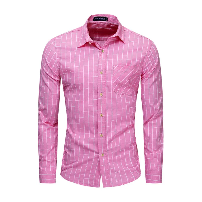 

2019 Mens Casual Shirt Plaid Cotton Long Sleeve Button Shirts Loose Fashion Streetwear Men Social Business Shirt Camisa,FM194