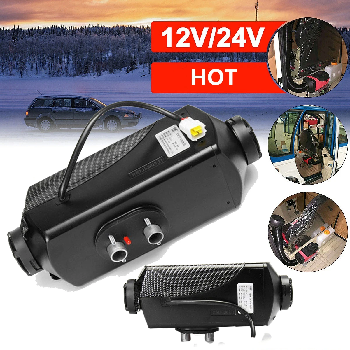 NEW 5000W 12V Car Air Heater With Vent Duct Pipe Low Fuel Consumption
