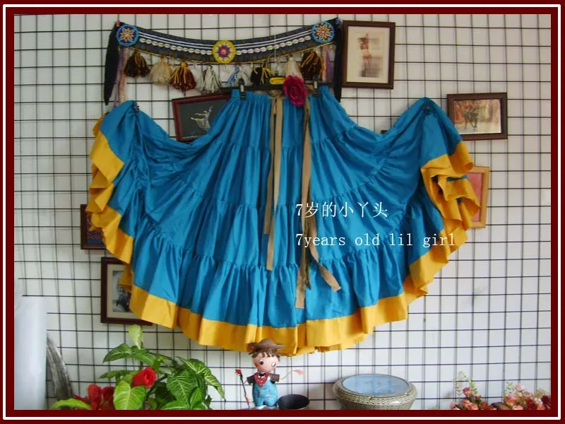 

4tiered 21yards100%cotton tribal belly dance skirt with border EM20