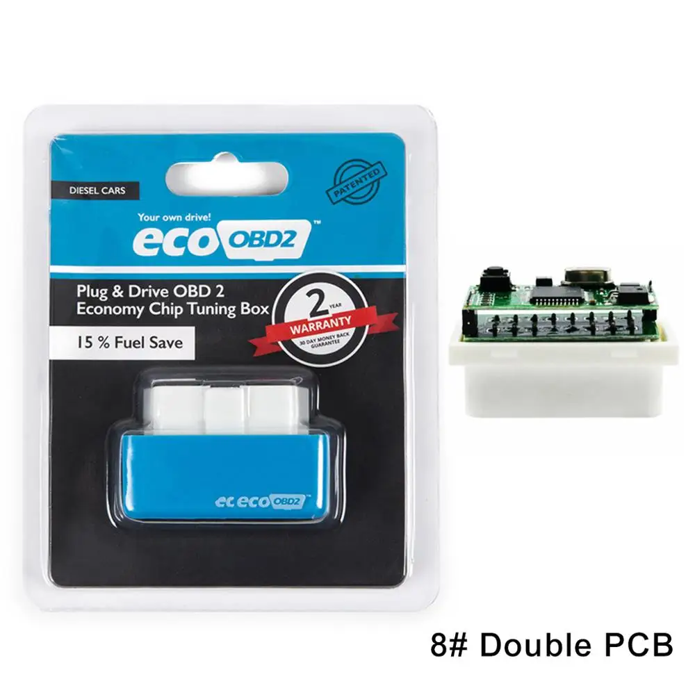 New EcoOBD2& Nitro OBD2 Gasoline Plug& Drive Performance For Benzine Eco OBD2 ECU Chip Tuning Box 15% Fuel Saving More Power - Цвет: blue double Diesel