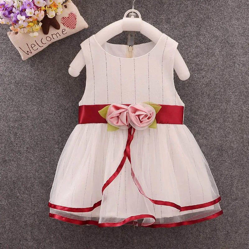 

2019 New Summer Girls Dress Baby Girl Sweet Cute Striped Pearl Decor Sleeveless Round Collar Dress Toddler Girl Clothes